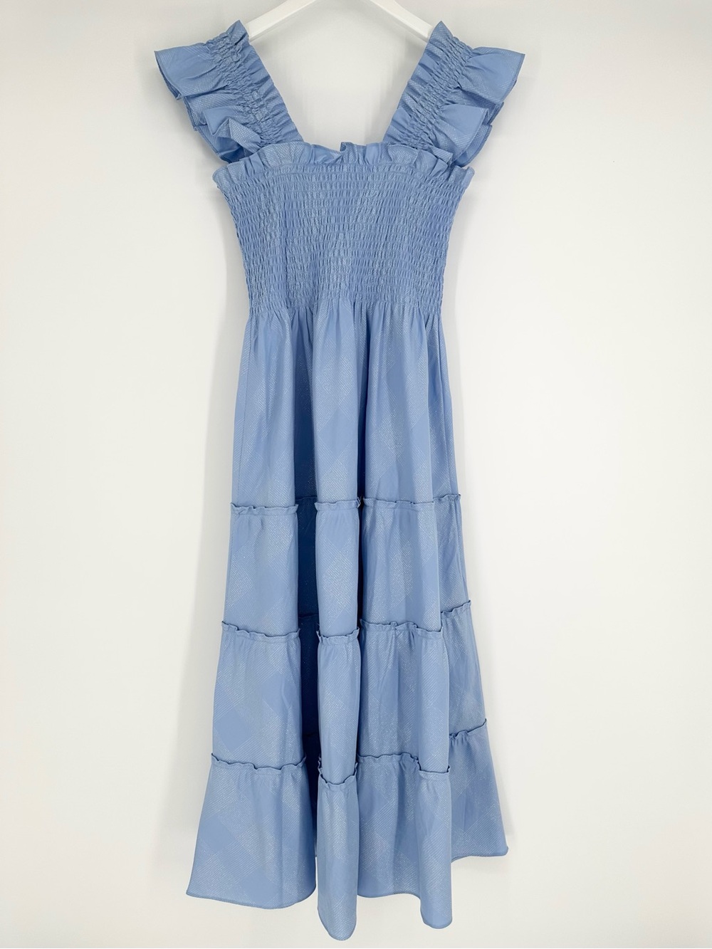 Hill House Ellie Nap Dress Light Blue Glitter Metallic Check - Picture 9 of 17